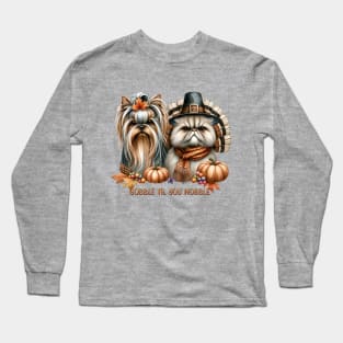 Thanksgiving Dog and Cat Pumpkin Fall Season Long Sleeve T-Shirt